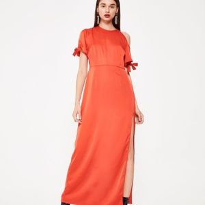 Nasty Gal Red PLAIN STUDIOS ASYMMETRIC TIE SLEEVE Long MAXI DRESS